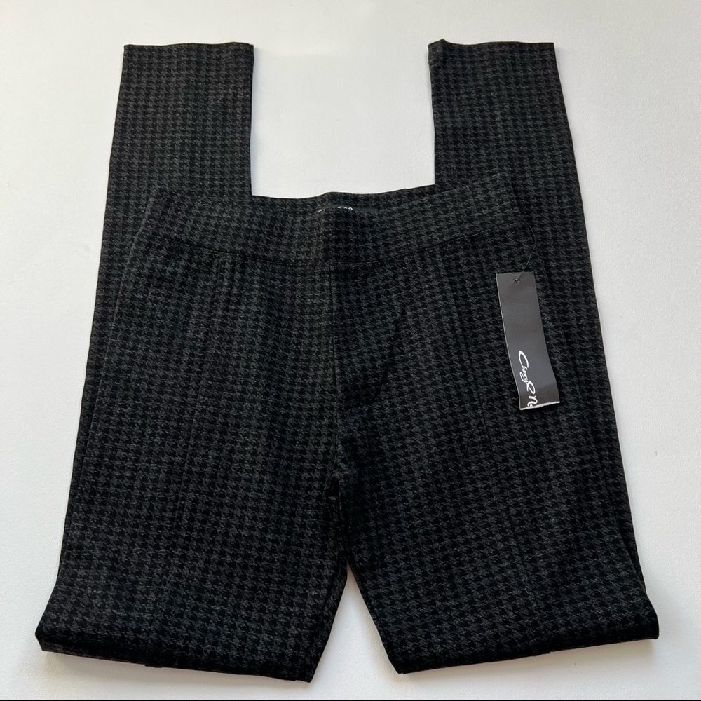 Cheryl Nash NWT Houndstooth Pull On Leggings Size Small Gray Black